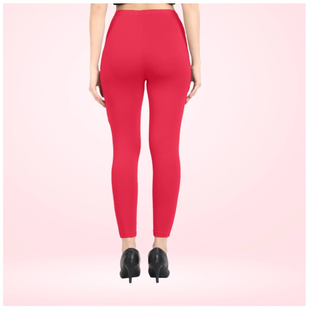Generic Women's Cotton Blended Solid Ankle legging (Pink) Generic Women's Cotton Blended Solid Ankle legging (Pink)