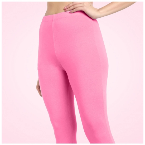 Generic Women's Cotton Blended Solid Ankle legging (Baby Pink)