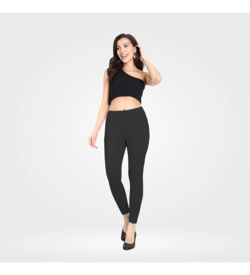 Generic Women's Cotton Blended Solid Ankle legging (Black)
