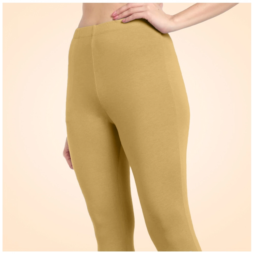 Generic Women's Cotton Blended Solid Ankle legging (Beige) Generic Women's Cotton Blended Solid Ankle legging (Beige)