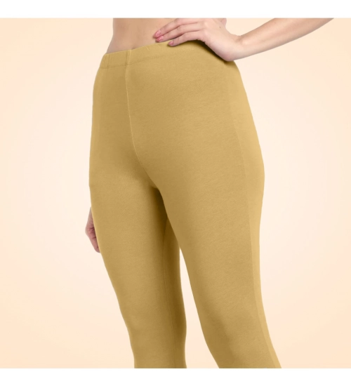 Generic Women's Cotton Blended Solid Ankle legging (Beige)