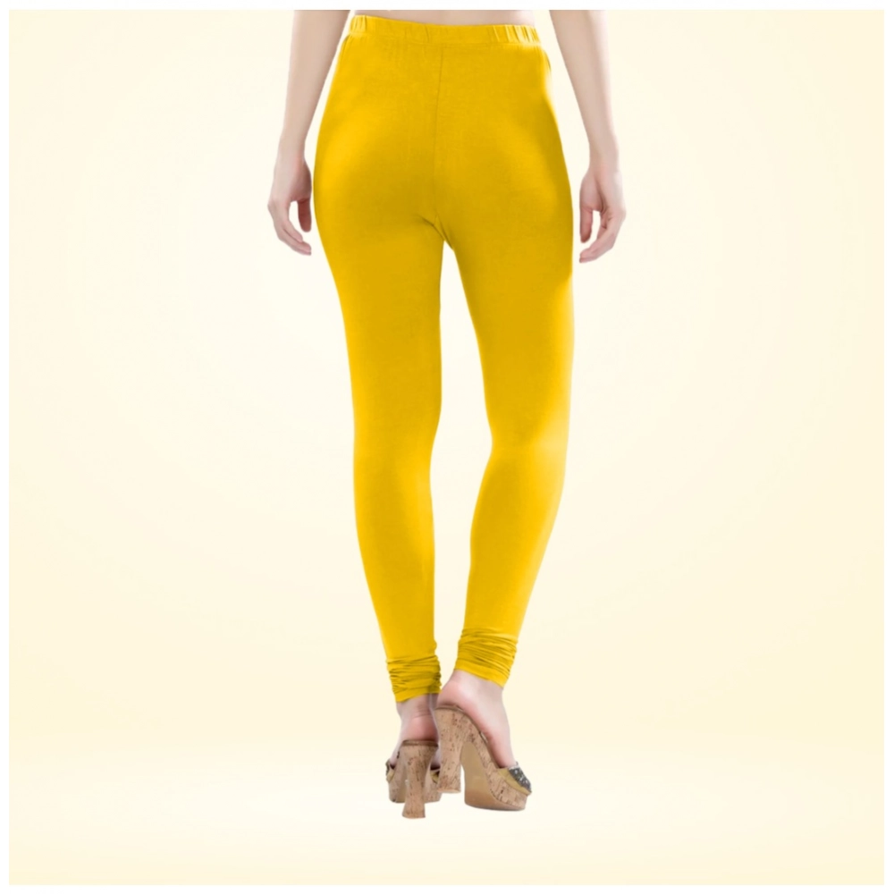 Generic Women's Cotton Blended Solid Churidar leggings (Yellow) Generic Women's Cotton Blended Solid Churidar leggings (Yellow)