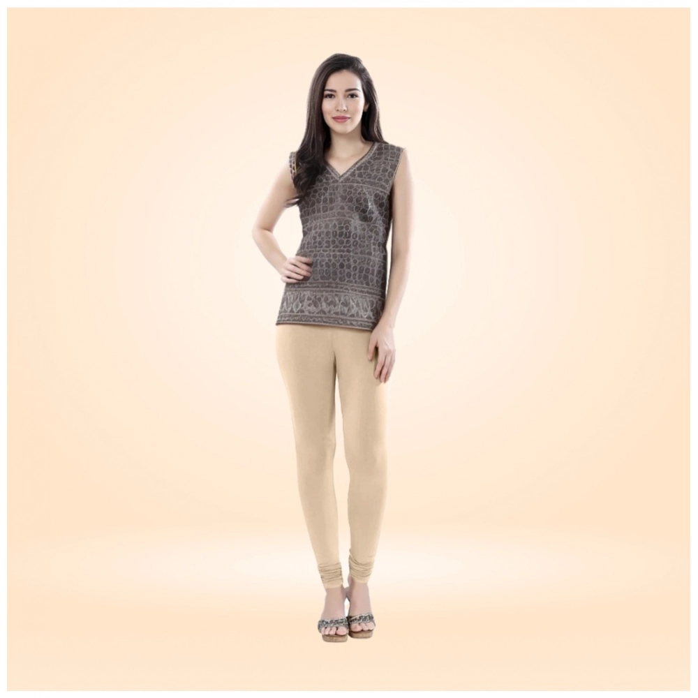 Generic Women's Cotton Blended Solid Churidar leggings (Skin)