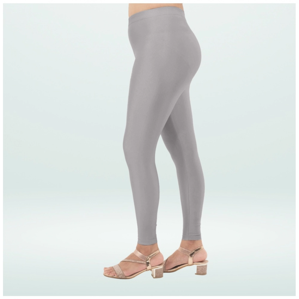 Generic Women's Cotton Blended Solid Shimmer Ankle leggings (Silver Gray) Generic Women's Cotton Blended Solid Shimmer Ankle leggings (Silver Gray)