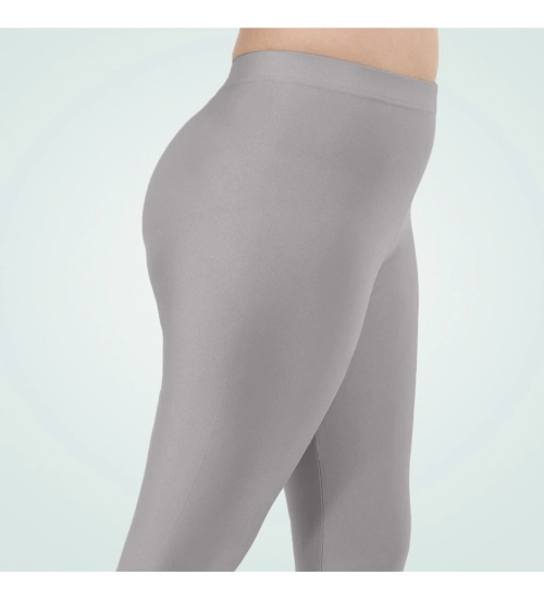 Generic Women's Cotton Blended Solid Shimmer Ankle leggings (Silver Gray)