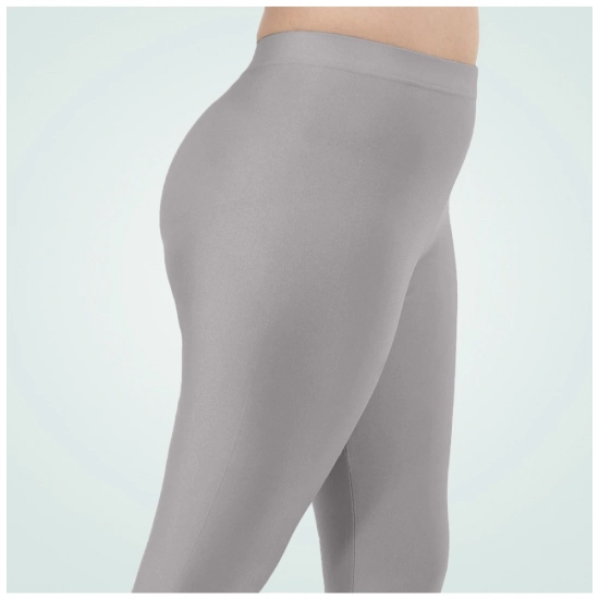 Generic Women's Cotton Blended Solid Shimmer Ankle leggings (Silver Gray)