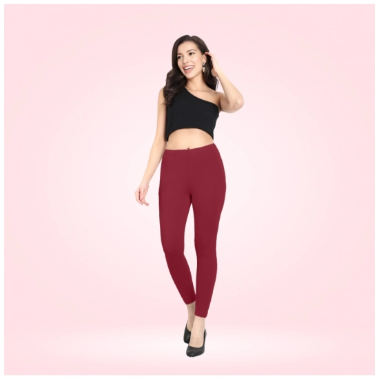 Generic Women's Cotton Blended Solid Ankle legging (Red Maroon) Generic Women's Cotton Blended Solid Ankle legging (Red Maroon)