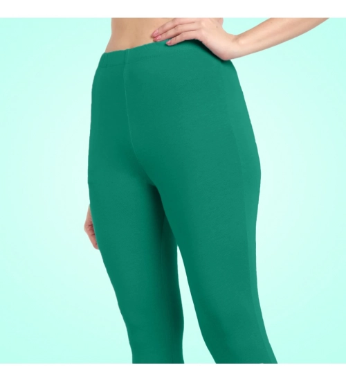 Generic Women's Cotton Blended Solid Ankle legging (Rama Green)