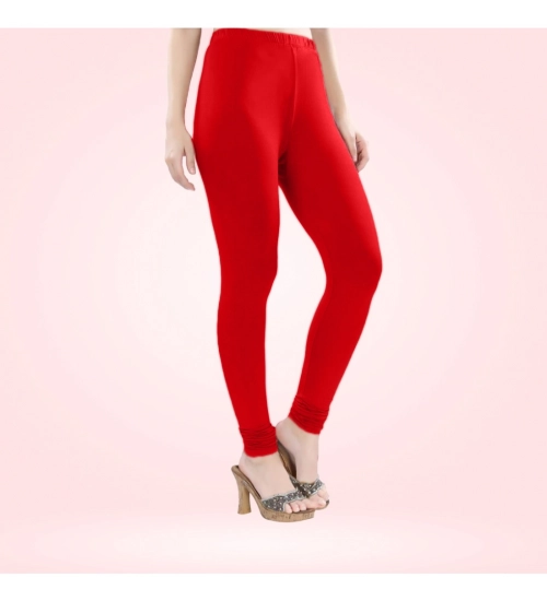 Generic Women's Cotton Blended Solid Churidar leggings (Red)