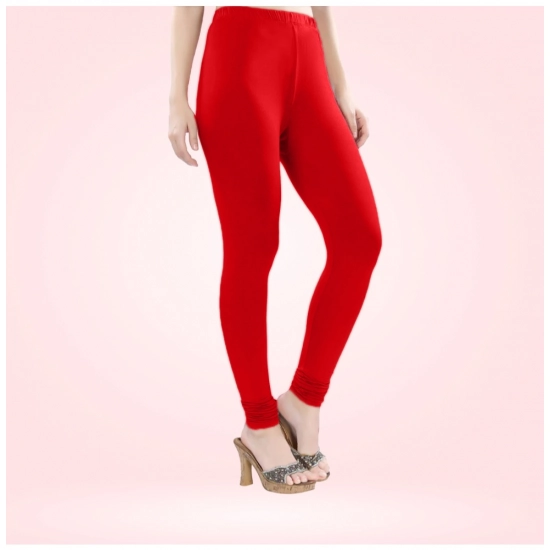 Generic Women's Cotton Blended Solid Churidar leggings (Red)