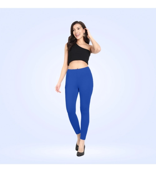 Generic Women's Cotton Blended Solid Ankle legging (Royal Blue)