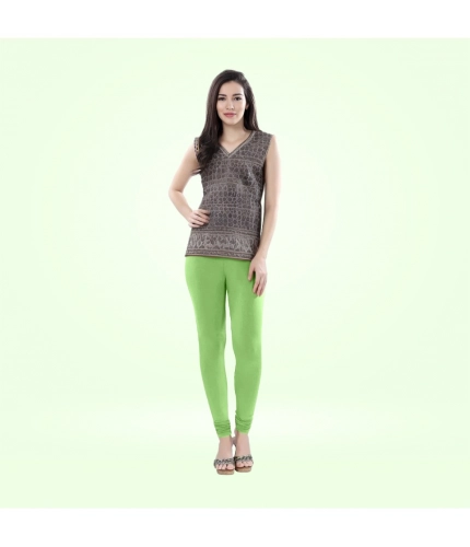 Generic Women's Cotton Blended Solid Churidar leggings (Pista Green)