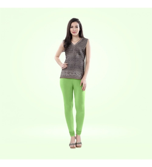 Generic Women's Cotton Blended Solid Churidar leggings (Pista Green)