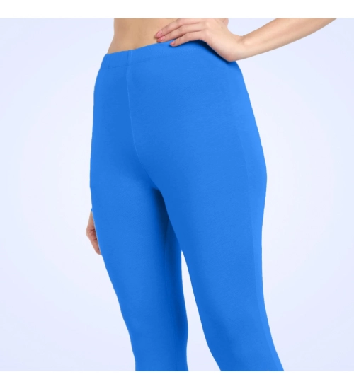 Generic Women's Cotton Blended Solid Ankle legging (Blue)