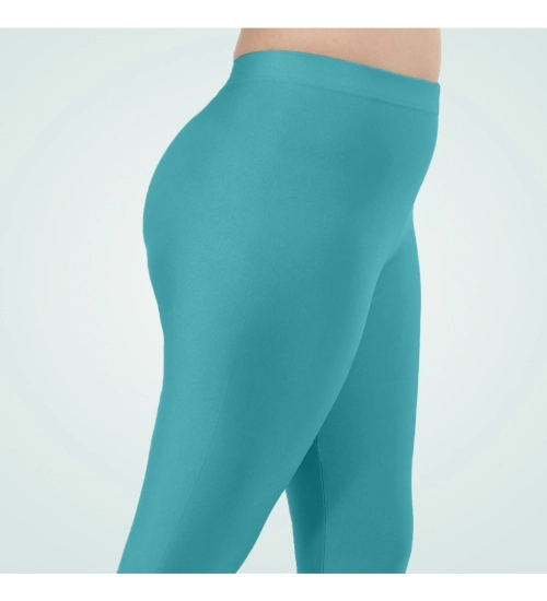 Generic Women's Cotton Blended Solid Shimmer Ankle leggings (Blue)