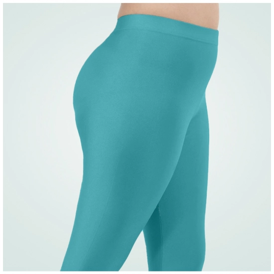 Generic Women's Cotton Blended Solid Shimmer Ankle leggings (Blue)