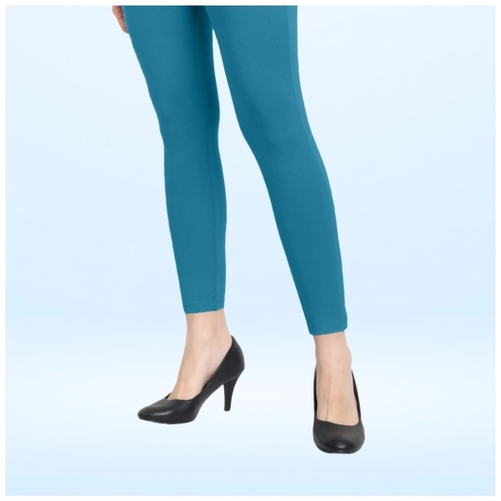 Generic Women's Cotton Blended Solid Ankle legging (Blue) Generic Women's Cotton Blended Solid Ankle legging (Blue)