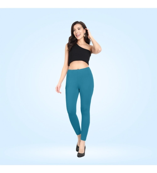 Generic Women's Cotton Blended Solid Ankle legging (Blue)