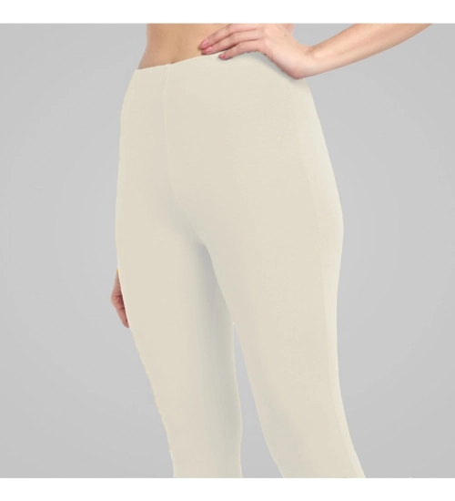 Generic Women's Cotton Blended Solid Ankle legging (Off White)