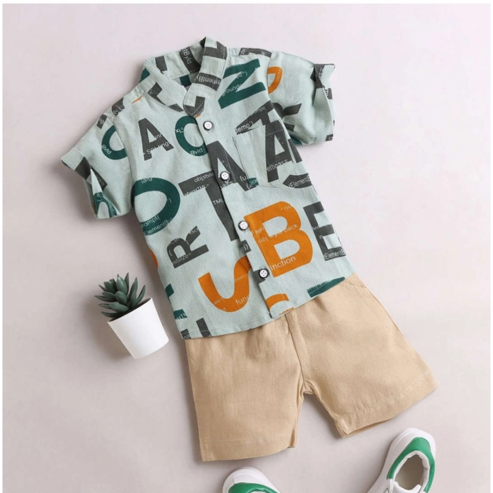 Generic Boy's Cotton Blend Printed Short Sleeve Shirt and Shorts Set (MultiColor) Generic Boy's Cotton Blend Printed Short Sleeve Shirt and Shorts Set (MultiColor)