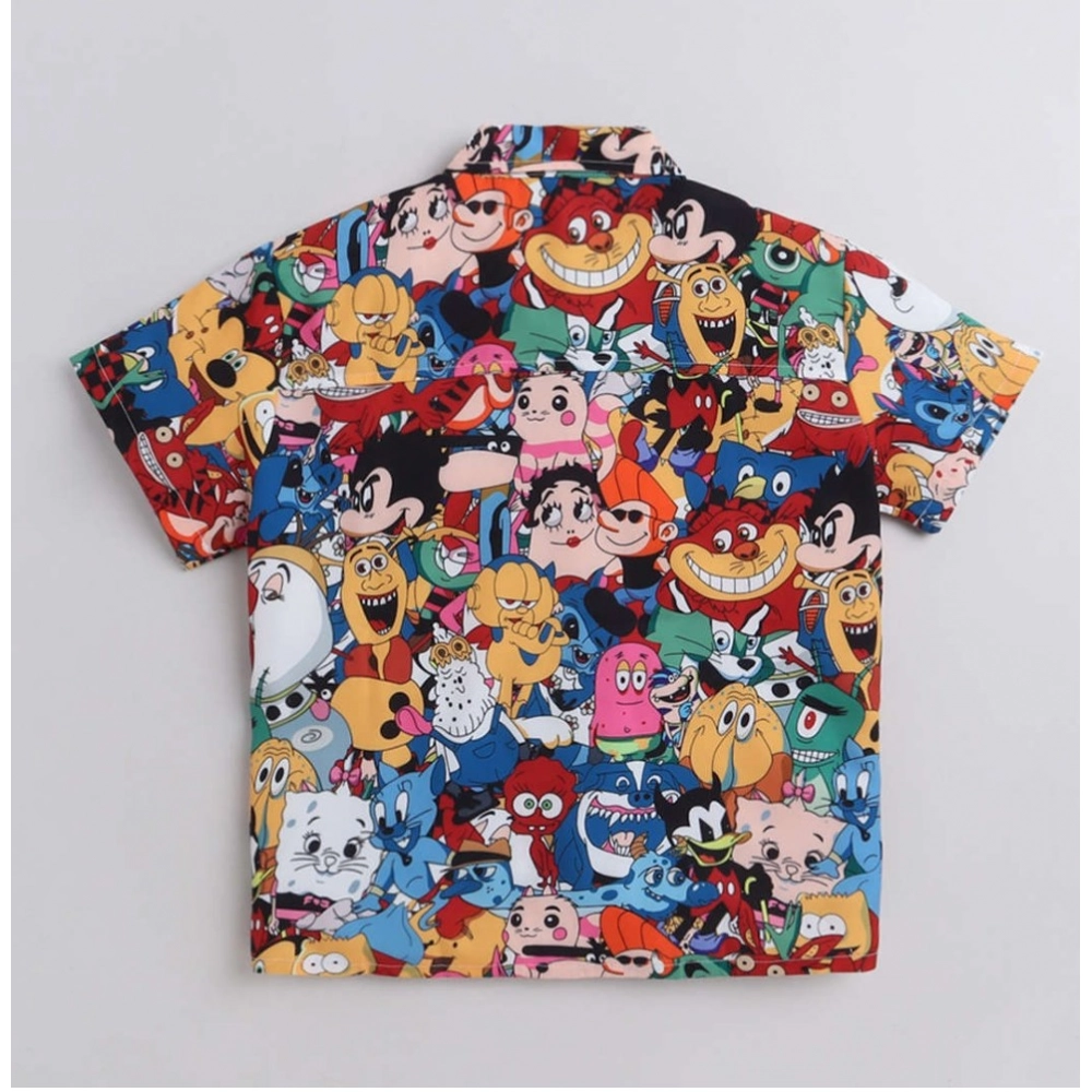 Generic Boy's Lycra Blend Printed Short Sleeve Shirt and Shorts Set (MultiColor) Generic Boy's Lycra Blend Printed Short Sleeve Shirt and Shorts Set (MultiColor)