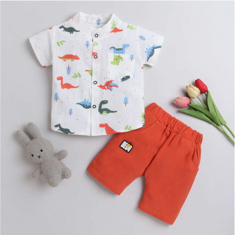 Generic Boy's Cotton Blend Printed Short Sleeve Shirt and Shorts Set (MultiColor) Generic Boy's Cotton Blend Printed Short Sleeve Shirt and Shorts Set (MultiColor)