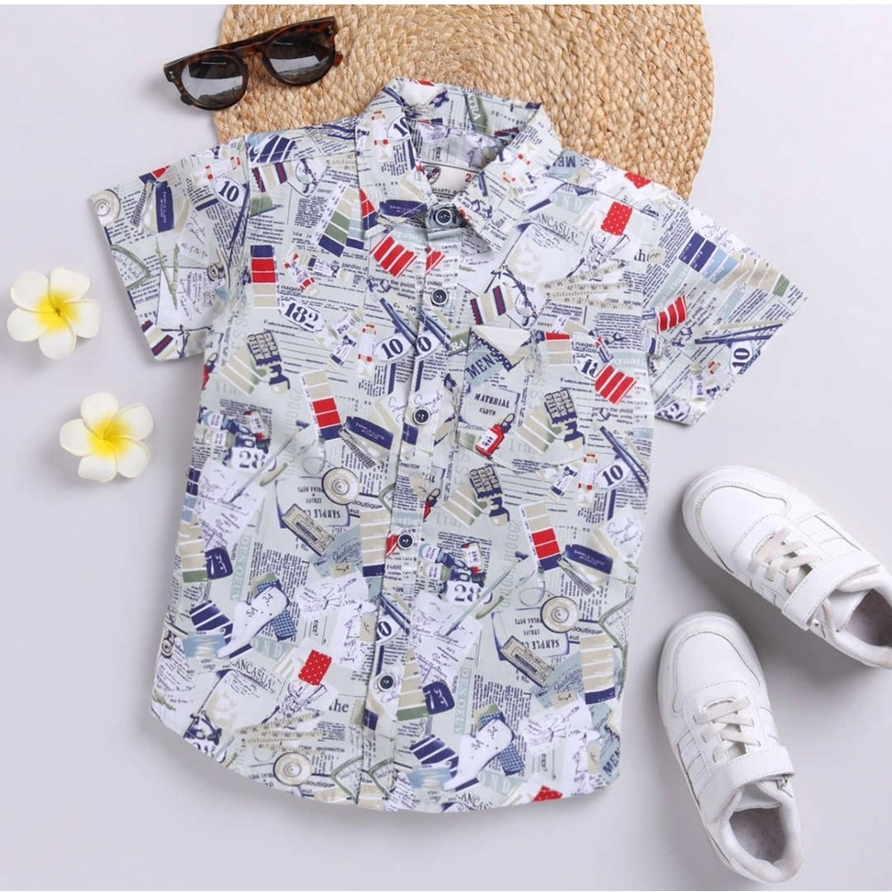 Generic Boy's Cotton Blend Printed Short Sleeve Shirt (MultiColor) Generic Boy's Cotton Blend Printed Short Sleeve Shirt (MultiColor)