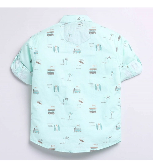 Generic Boy's Cotton Blend Printed Short Sleeve Shirt (MultiColor)