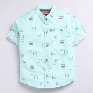 Generic Boy's Cotton Blend Printed Short Sleeve Shirt (MultiColor)