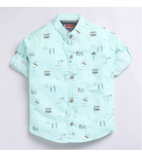 Generic Boy's Cotton Blend Printed Short Sleeve Shirt (MultiColor)