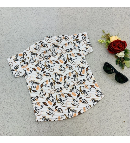 Generic Boy's Cotton Blend Printed Short Sleeve Shirt (MultiColor)