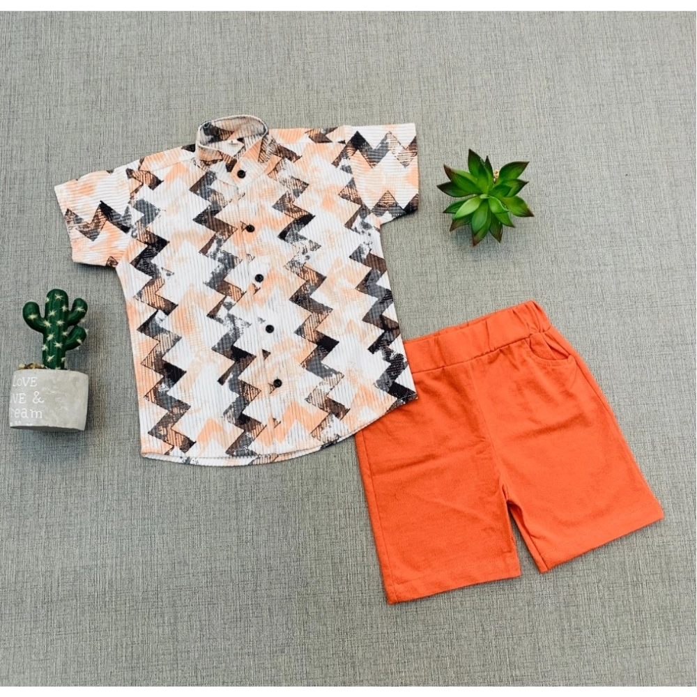 Generic Boy's Cotton Blend Printed Short Sleeve Shirt and Shorts Set (MultiColor) Generic Boy's Cotton Blend Printed Short Sleeve Shirt and Shorts Set (MultiColor)