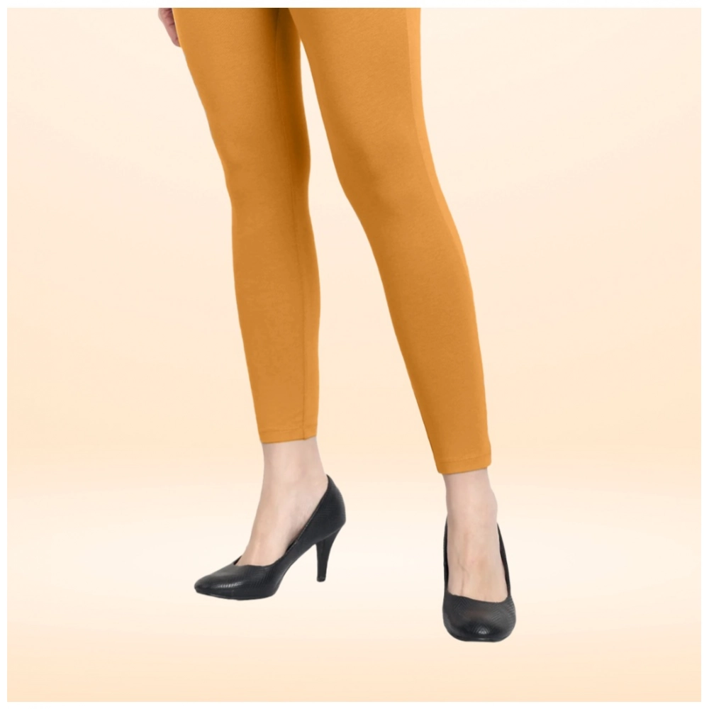 Generic Women's Cotton Blended Solid Ankle legging (Mustard Yellow) Generic Women's Cotton Blended Solid Ankle legging (Mustard Yellow)