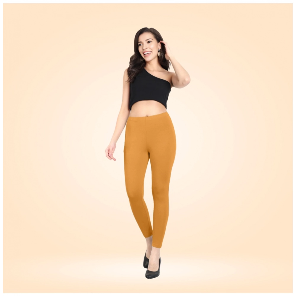 Generic Women's Cotton Blended Solid Ankle legging (Mustard Yellow) Generic Women's Cotton Blended Solid Ankle legging (Mustard Yellow)