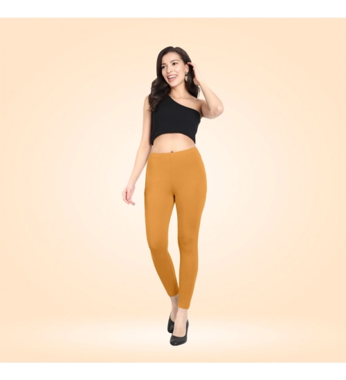 Generic Women's Cotton Blended Solid Ankle legging (Mustard Yellow)