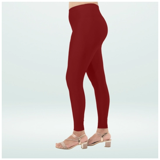 Generic Women's Cotton Blended Solid Shimmer Ankle leggings (Maroon) Generic Women's Cotton Blended Solid Shimmer Ankle leggings (Maroon)