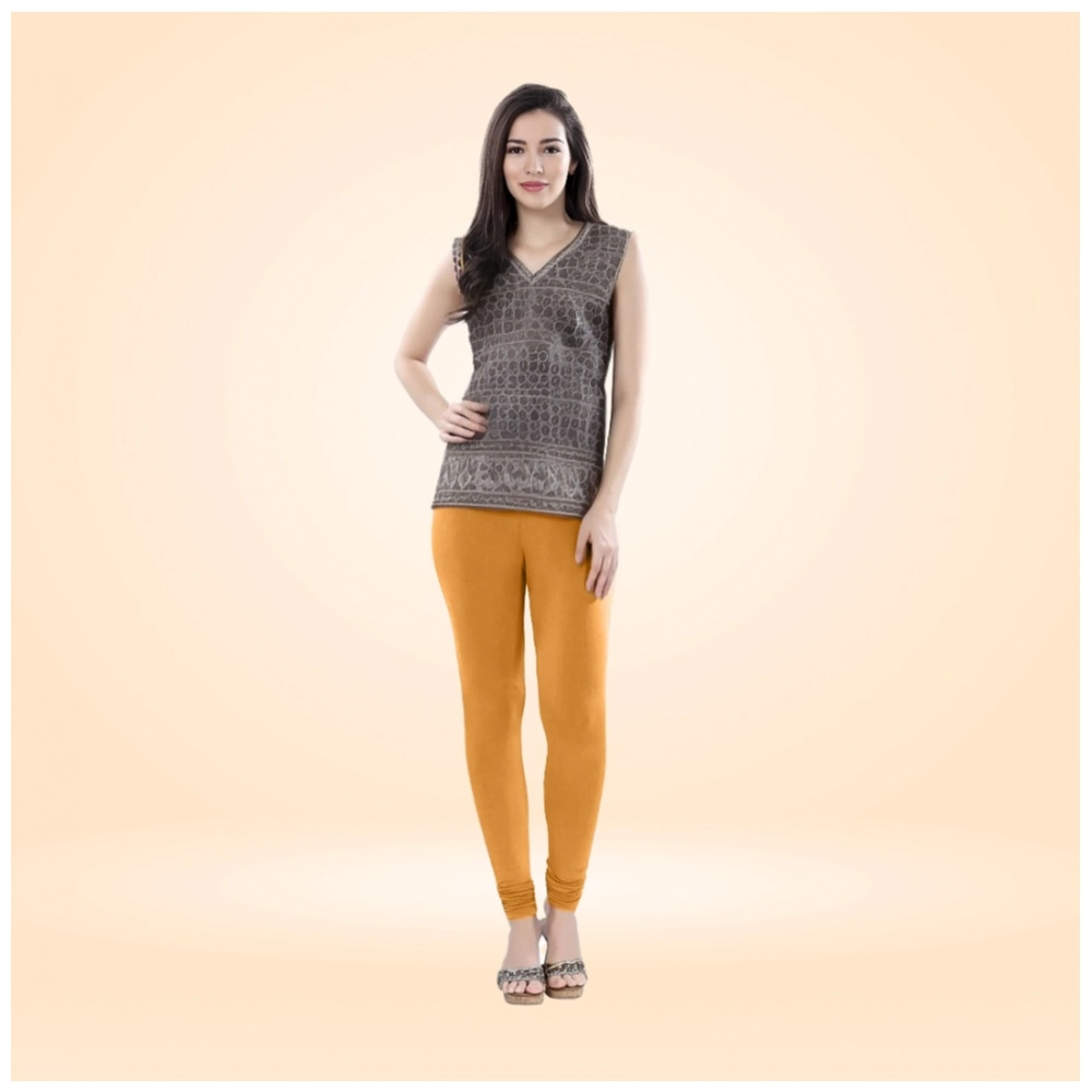 Generic Women's Cotton Blended Solid Churidar leggings (Mustard Yellow) Generic Women's Cotton Blended Solid Churidar leggings (Mustard Yellow)