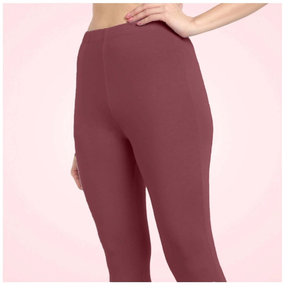 Generic Women's Cotton Blended Solid Ankle legging (Maroon) Generic Women's Cotton Blended Solid Ankle legging (Maroon)