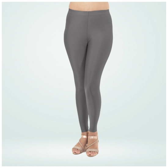 Generic Women's Cotton Blended Solid Shimmer Ankle leggings (Dark Gray)