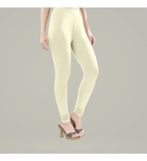 Generic Women's Cotton Blended Solid Churidar leggings (Cream)