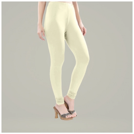 Generic Women's Cotton Blended Solid Churidar leggings (Cream)