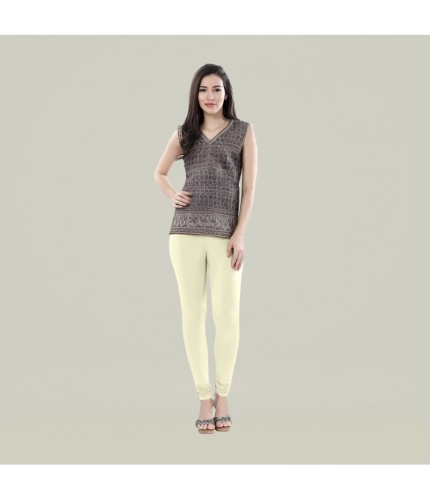 Generic Women's Cotton Blended Solid Churidar leggings (Cream)