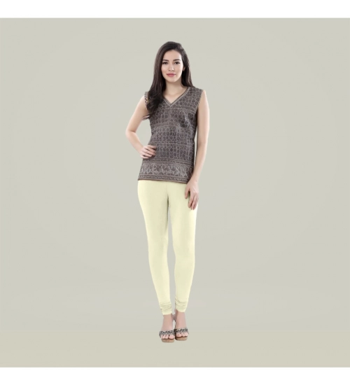 Generic Women's Cotton Blended Solid Churidar leggings (Cream)