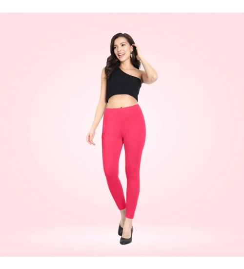 Generic Women's Cotton Blended Solid Ankle legging (Pink)