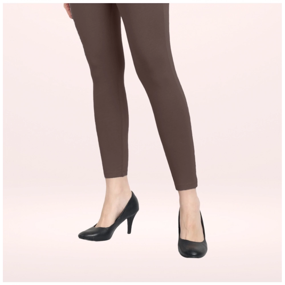 Generic Women's Cotton Blended Solid Ankle legging (Brown) Generic Women's Cotton Blended Solid Ankle legging (Brown)