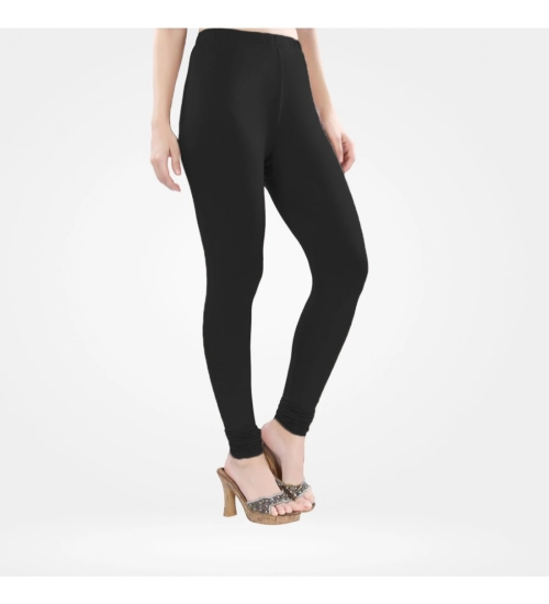 Generic Women's Cotton Blended Solid Churidar leggings (Black)