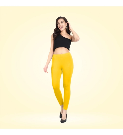 Generic Women's Cotton Blended Solid Ankle legging (Yellow)