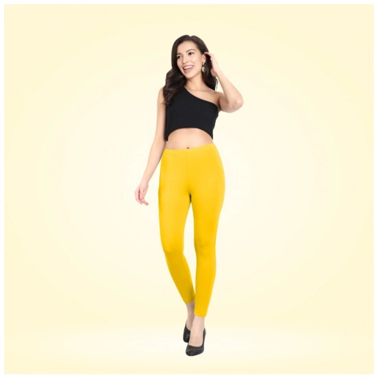 Generic Women's Cotton Blended Solid Ankle legging (Yellow) Generic Women's Cotton Blended Solid Ankle legging (Yellow)