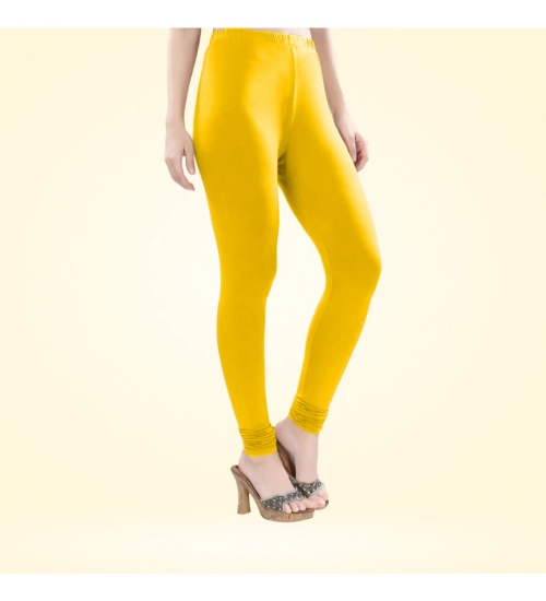 Generic Women's Cotton Blended Solid Churidar leggings (Yellow)