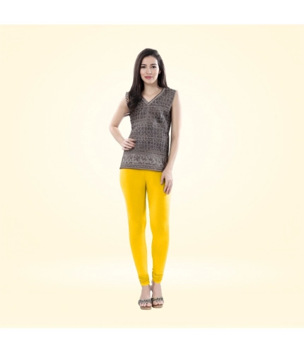 Generic Women's Cotton Blended Solid Churidar leggings (Yellow)